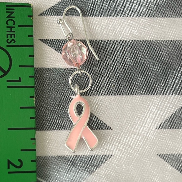 Pink Breast Awareness Dangle Earrings - Picture 6 of 6